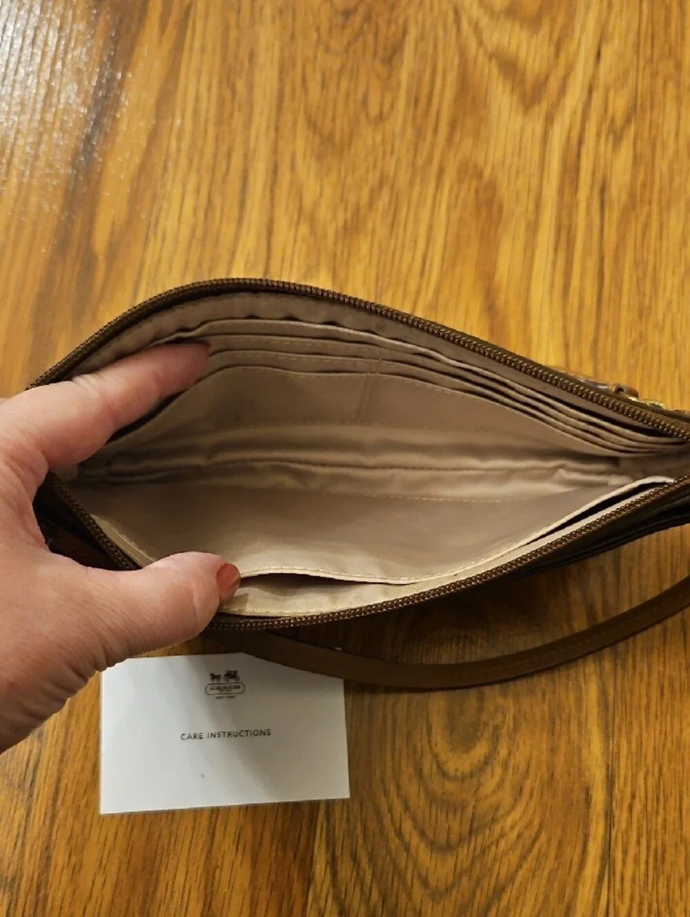 Coach Signature Canvas Wristlet in Brown/Tan